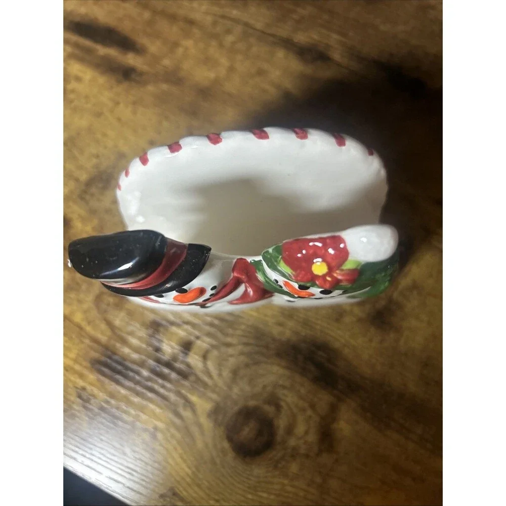 Snowfolk Napkin Holder Publix Holiday Collectible Ceramic Snowmen Red Green NIB